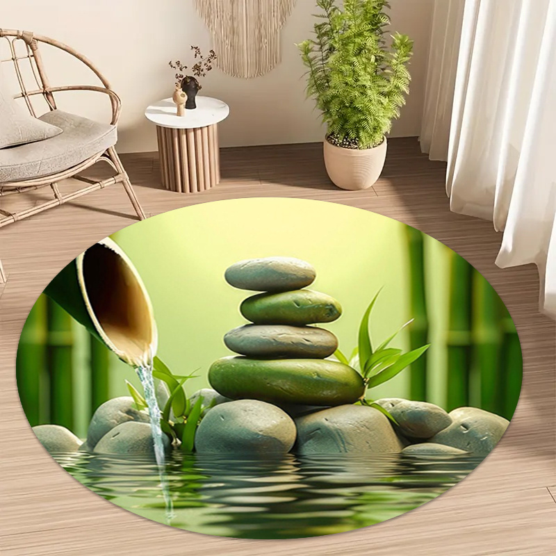 Tapete Redondo Zen de Bambu co - Spa Wellness Yoga avaliação e preço